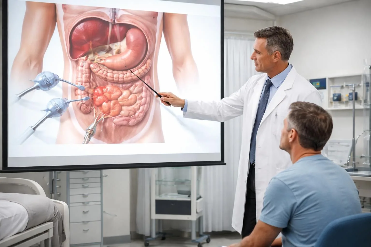 découvrez comment expliquer une opération médicale de manière claire et compréhensible grâce à un écran de projection, pour mieux informer et rassurer le patient.